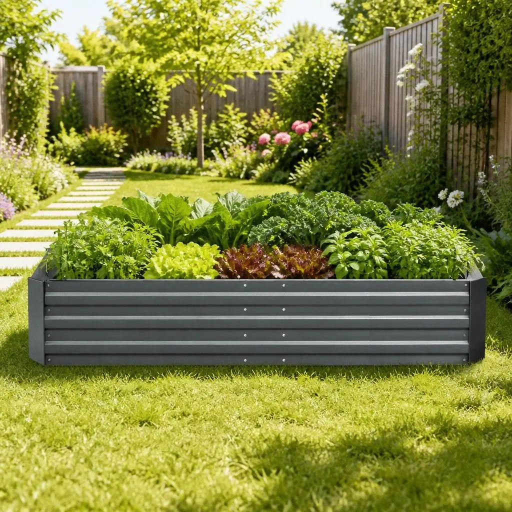 Garden Bed Raised Planter Box Galvanised Steel 210x90cm