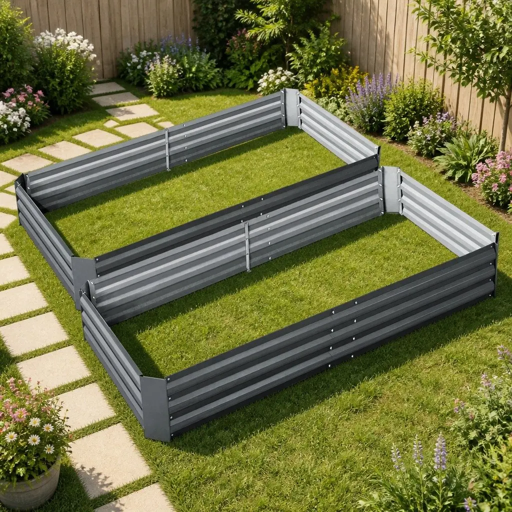 Garden Bed Raised Planter Box Galvanised Steel 210x90cm