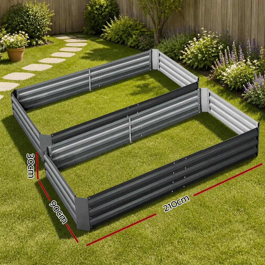 Garden Bed Raised Planter Box Galvanised Steel 210x90cm