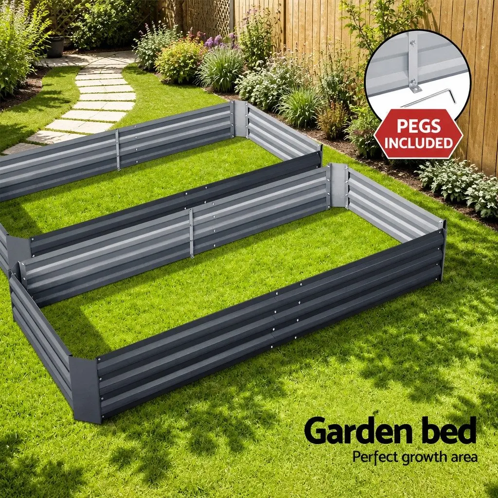 Garden Bed Raised Planter Box Galvanised Steel 210x90cm