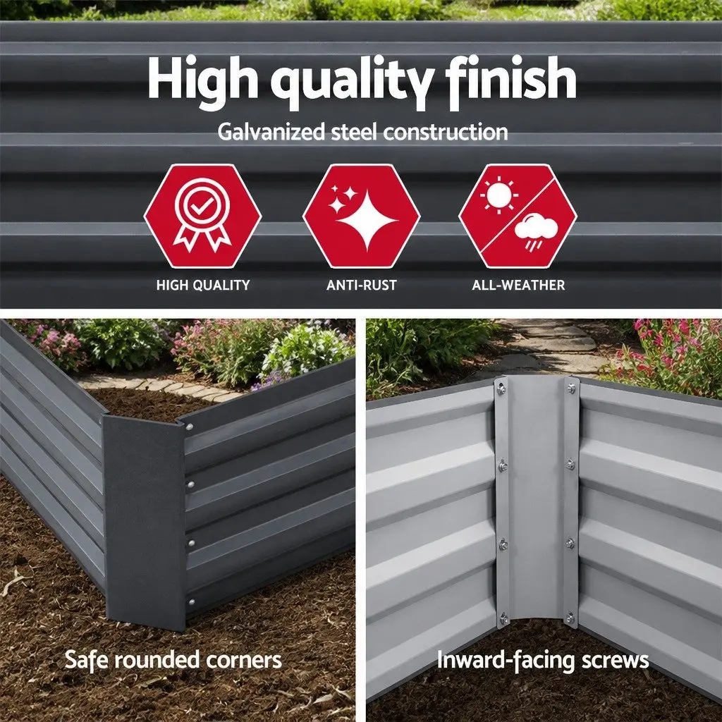 Garden Bed Raised Planter Box Galvanised Steel 210x90cm