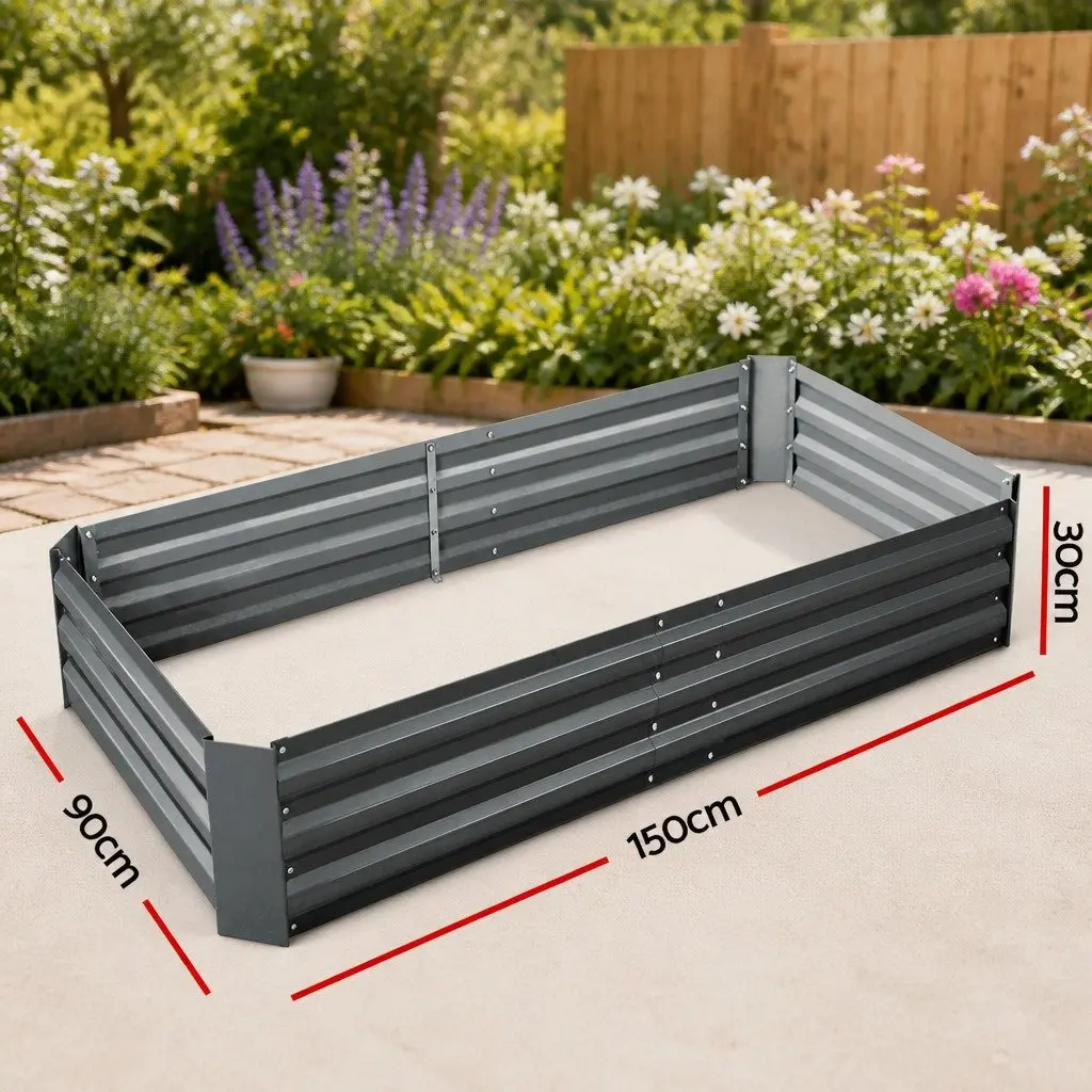 Raised Garden Bed Galvanised Steel 150x90cm