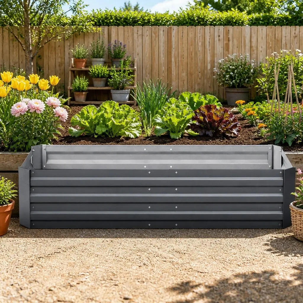 Raised Garden Bed Galvanised Steel 150x90cm