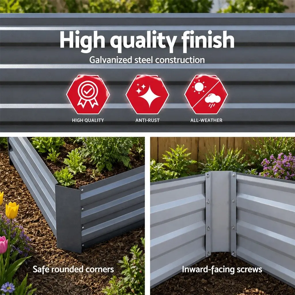 Raised Garden Bed Galvanised Steel 150x90cm