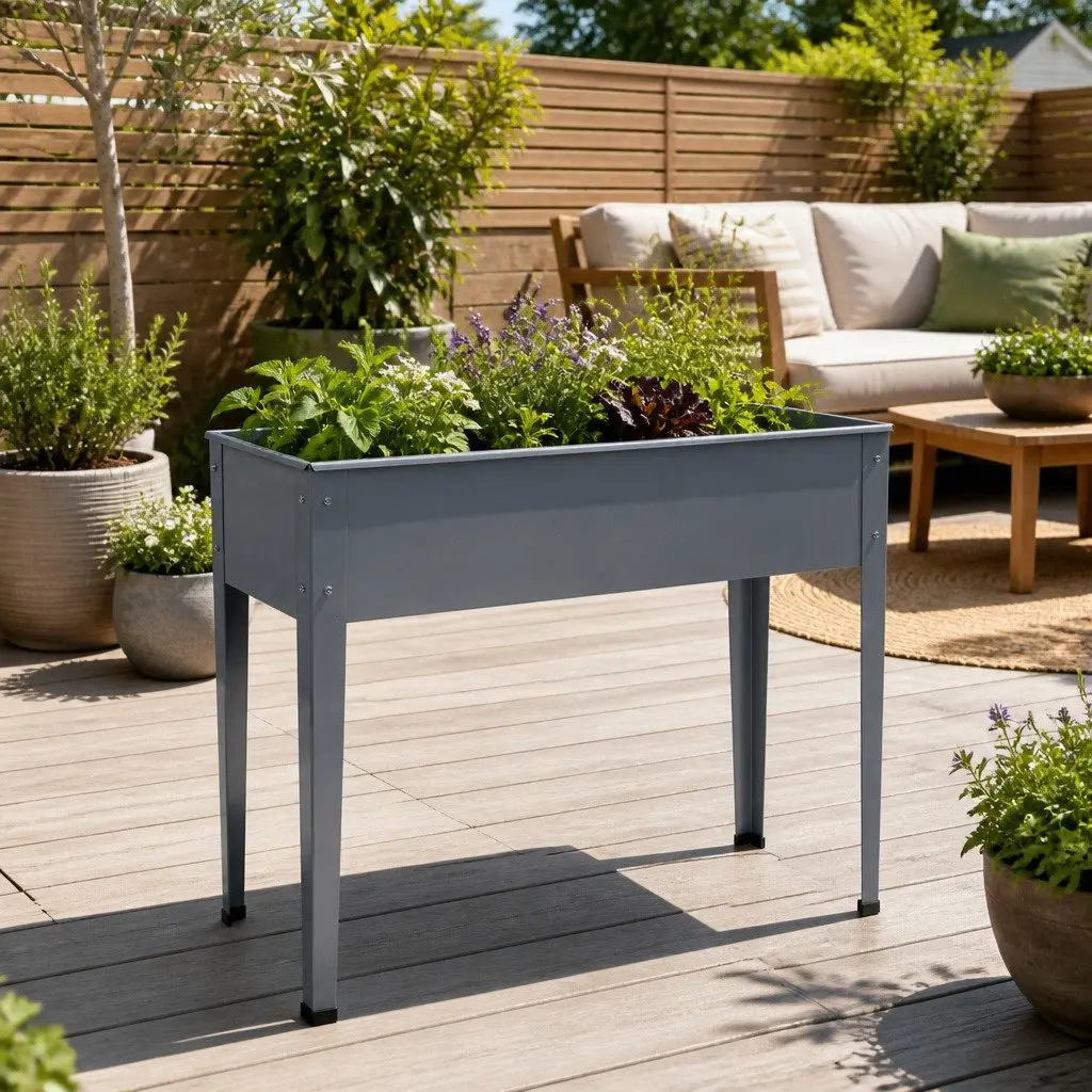 Garden Bed Planter Elevated 100x80x30cm Raised Outdoor Herb Flower Vegetable