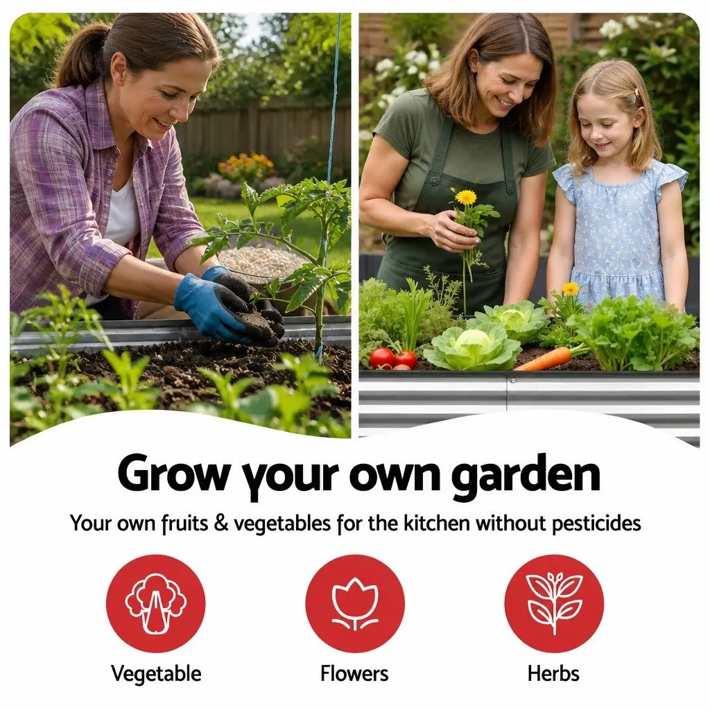 Raised Garden Bed Kit 4 Pcs Oval Galvanized Steel Planter Boxes 320x80x42cm