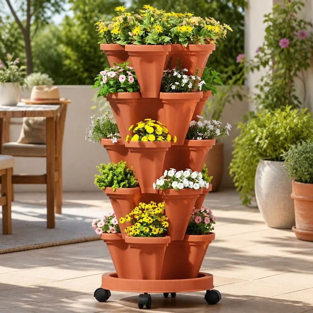 5-Tier Stackable Planter with Smart Drainage