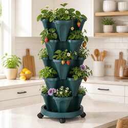 5 Tier Stackable Vertical Garden Planter Set Indoor Outdoor Strawberry Herbs