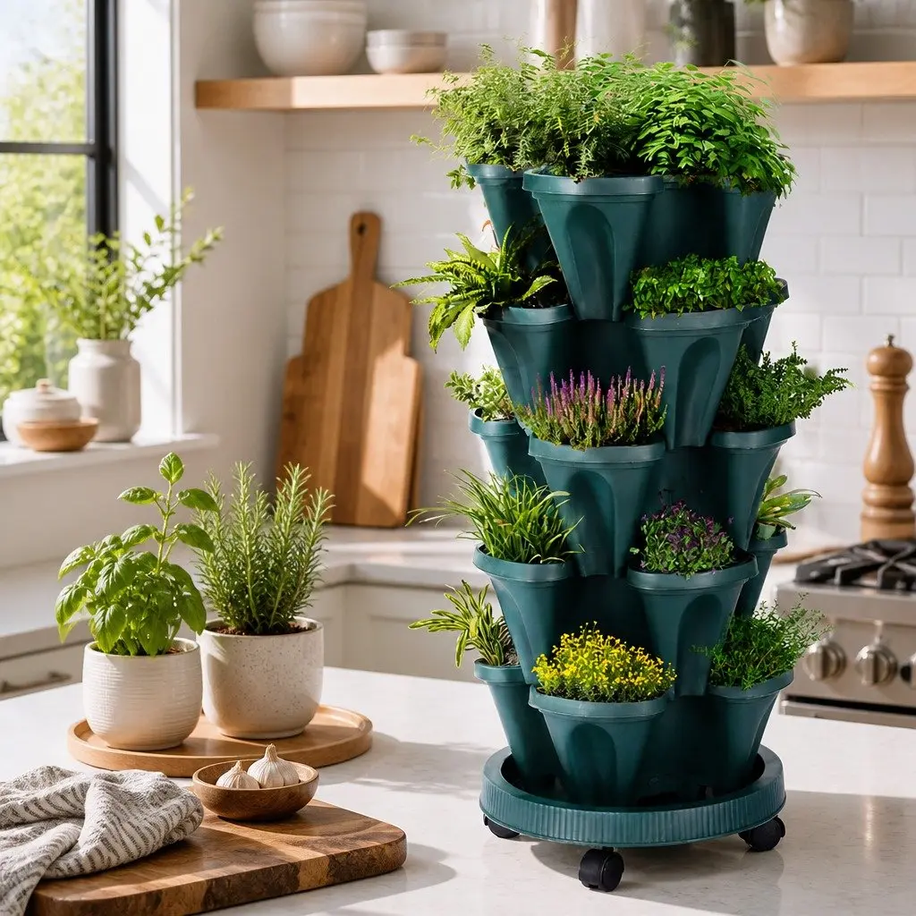 5 Tier Stackable Vertical Garden Planter Set Indoor Outdoor