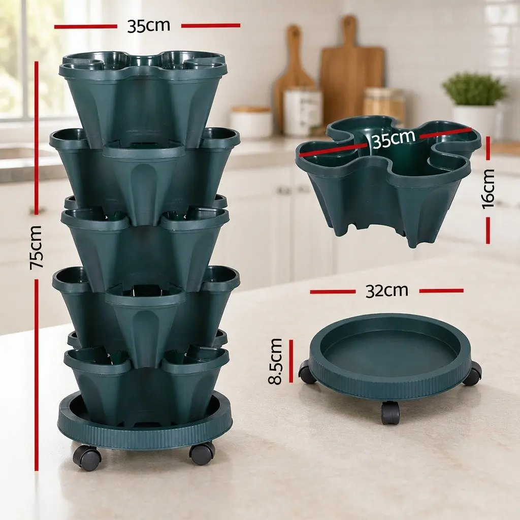 5 Tier Stackable Vertical Garden Planter Set Indoor Outdoor