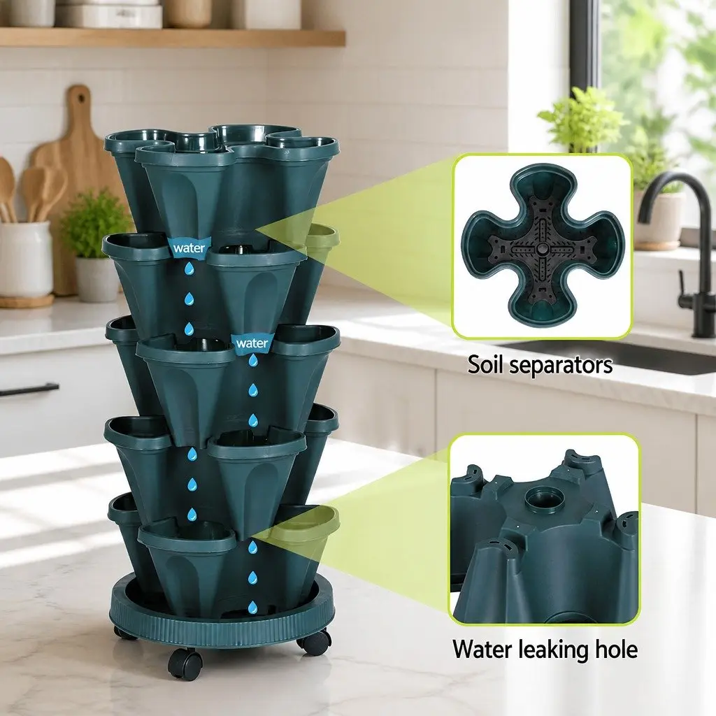 5 Tier Stackable Vertical Garden Planter Set Indoor Outdoor