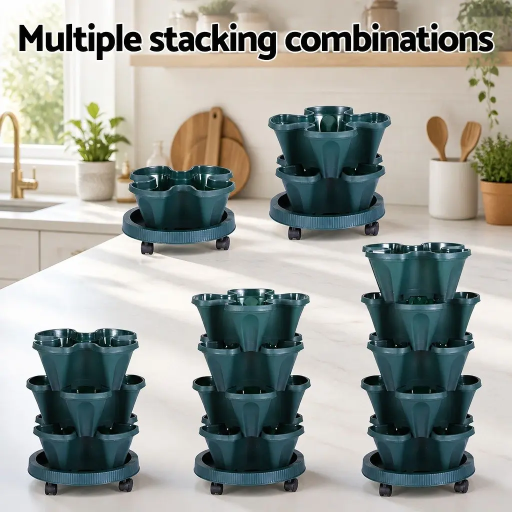 5 Tier Stackable Vertical Garden Planter Set Indoor Outdoor