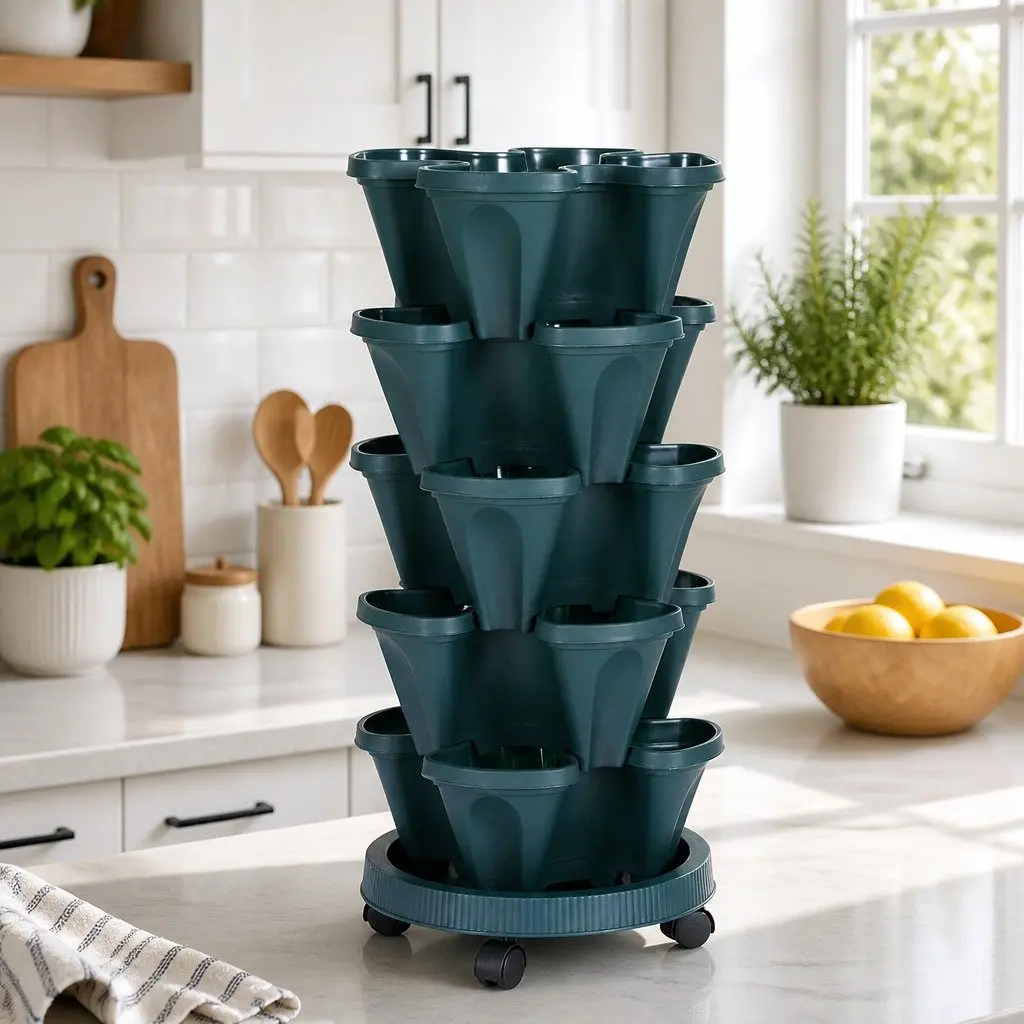 5 Tier Stackable Vertical Garden Planter Set Indoor Outdoor
