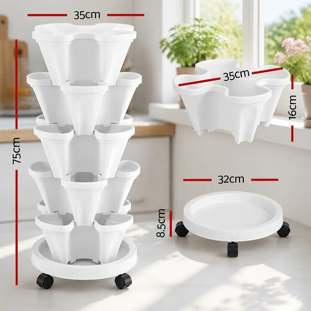 5 Tier Stackable Strawberry Planter Vertical Garden Bed Indoor Outdoor