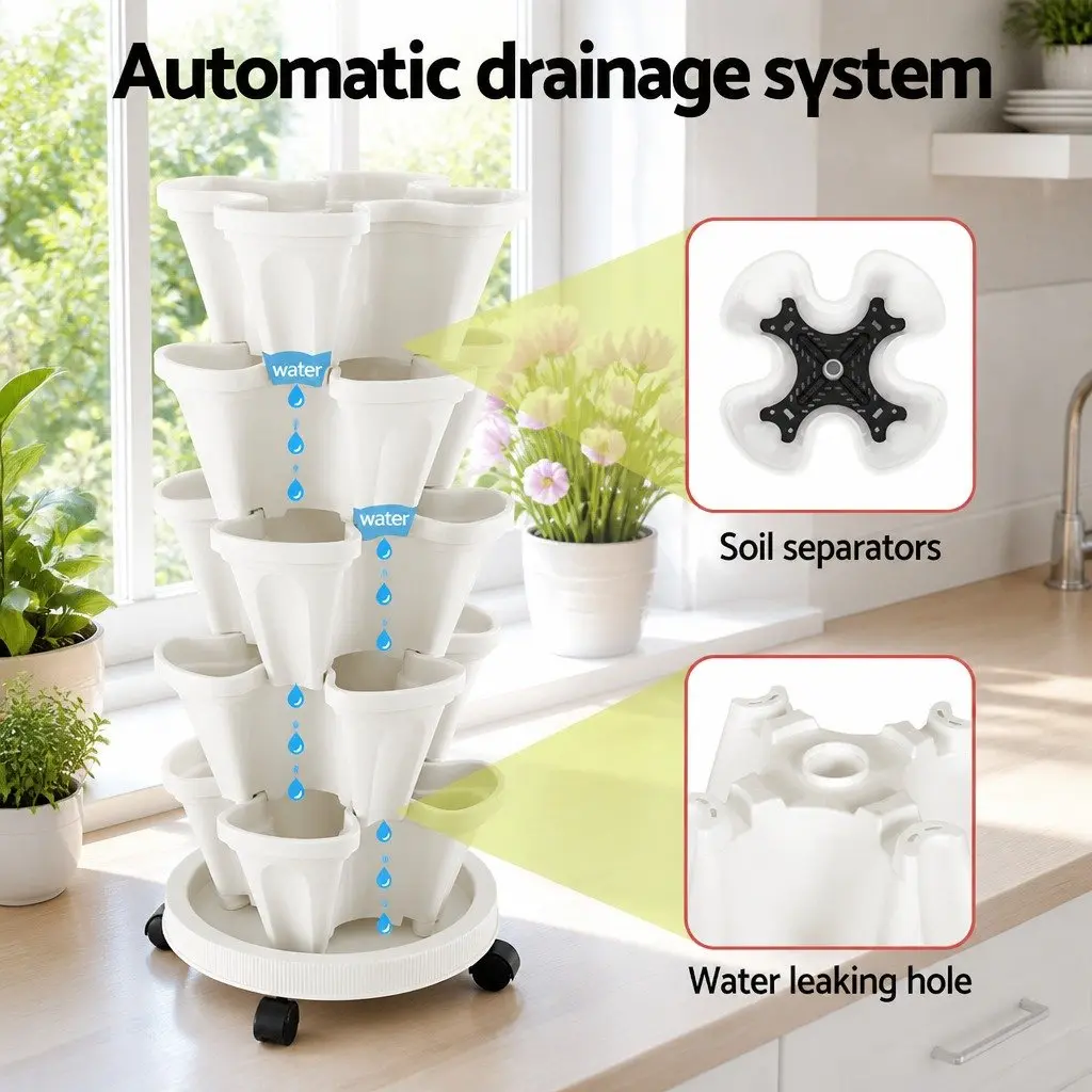 5 Tier Stackable Strawberry Planter Vertical Garden Bed Indoor Outdoor