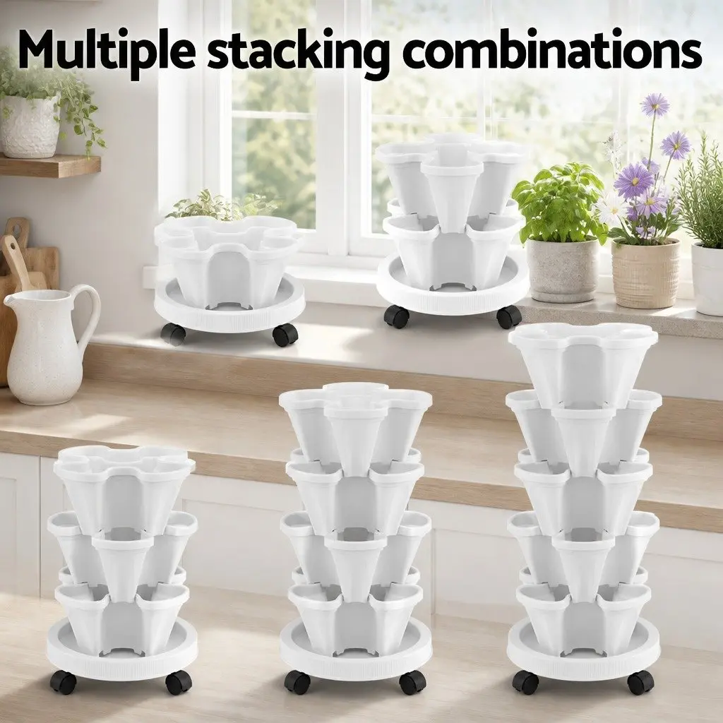 5 Tier Stackable Strawberry Planter Vertical Garden Bed Indoor Outdoor