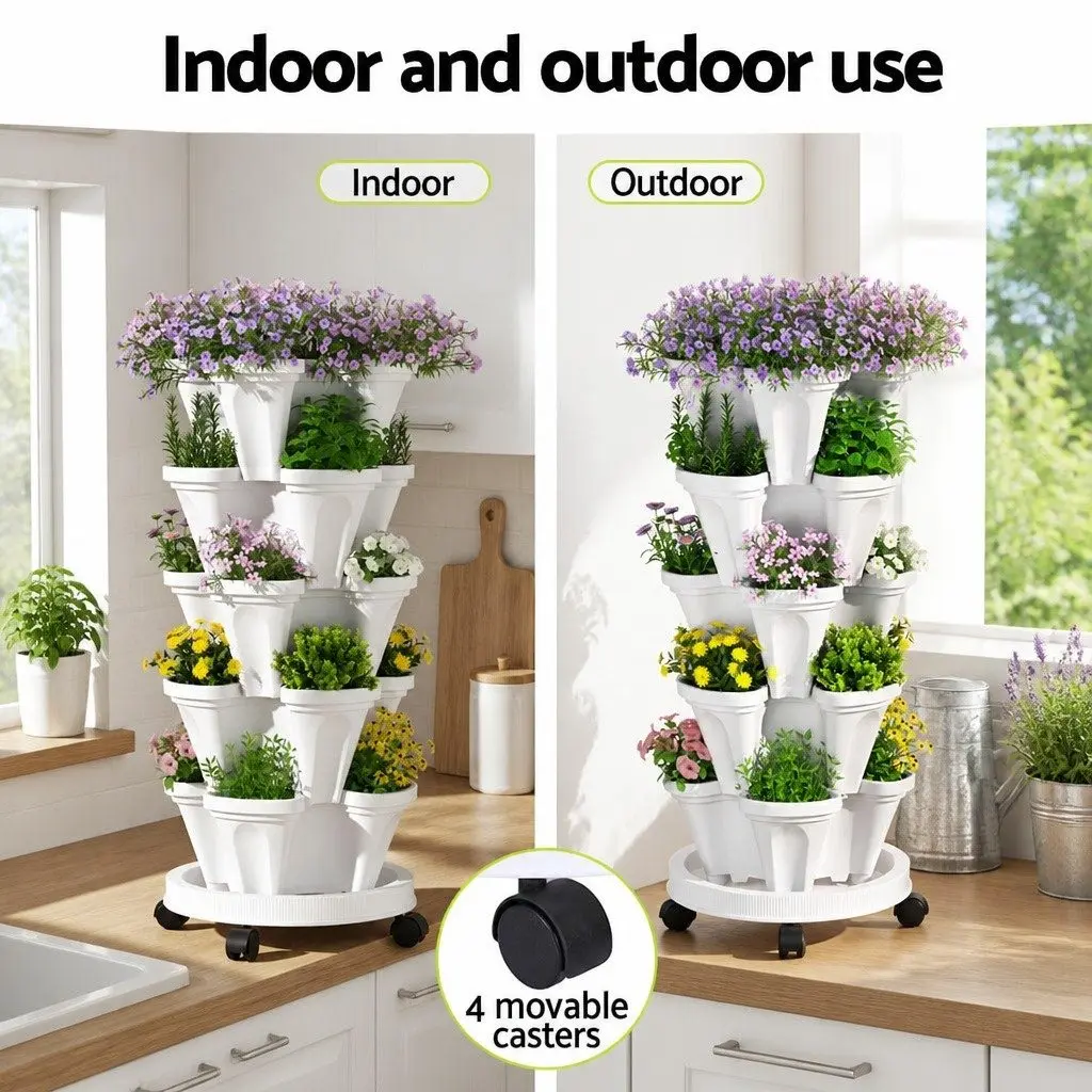 5 Tier Stackable Strawberry Planter Vertical Garden Bed Indoor Outdoor