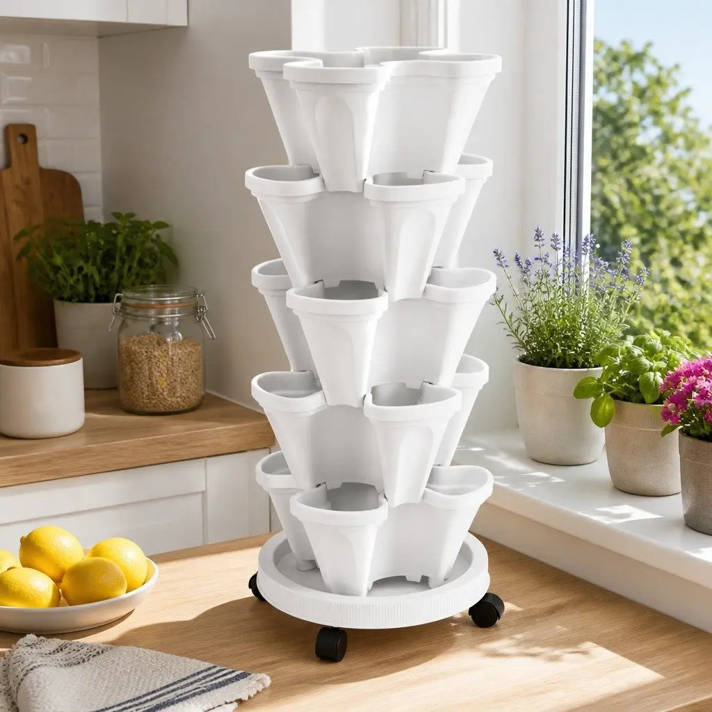 5 Tier Stackable Strawberry Planter Vertical Garden Bed Indoor Outdoor