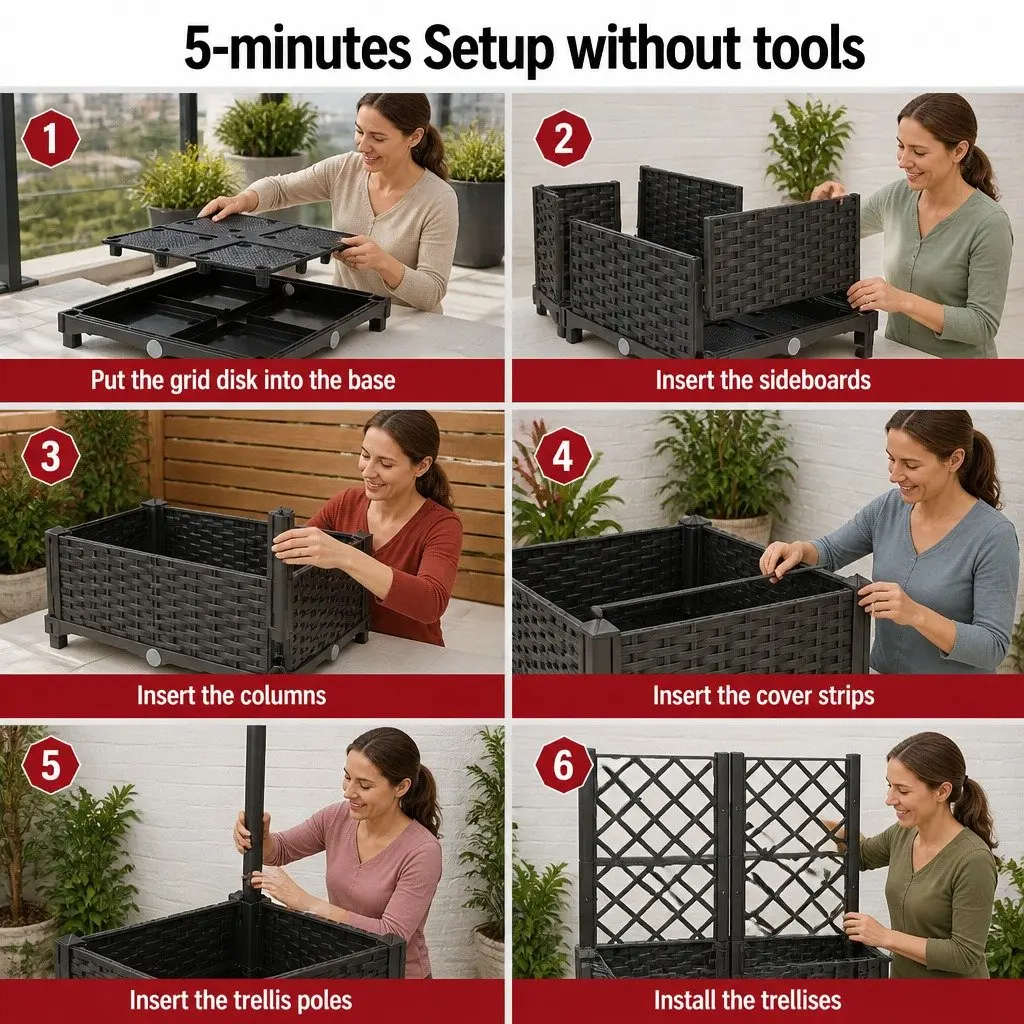 Garden Bed Self Watering Vertical Planter Elevated 80 cm x 40 cm x 122 cm