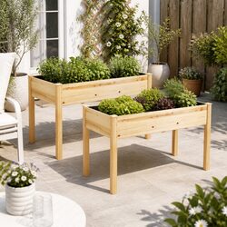 Your Gardening Companion: 2x Raised Wooden Planter Box