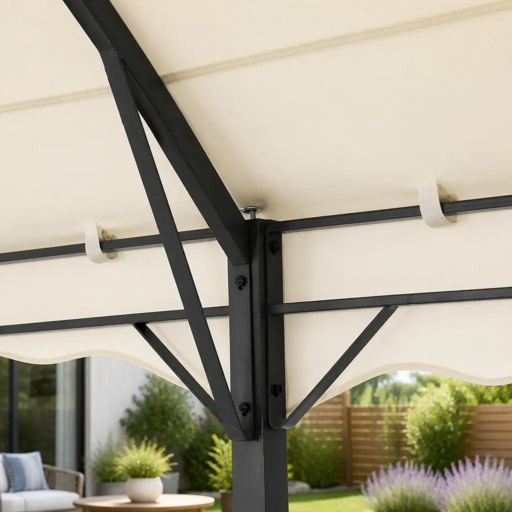 Iron Art Gazebo 4x3m Outdoor Wedding Event Tent Canopy Shade Party Camping Beige