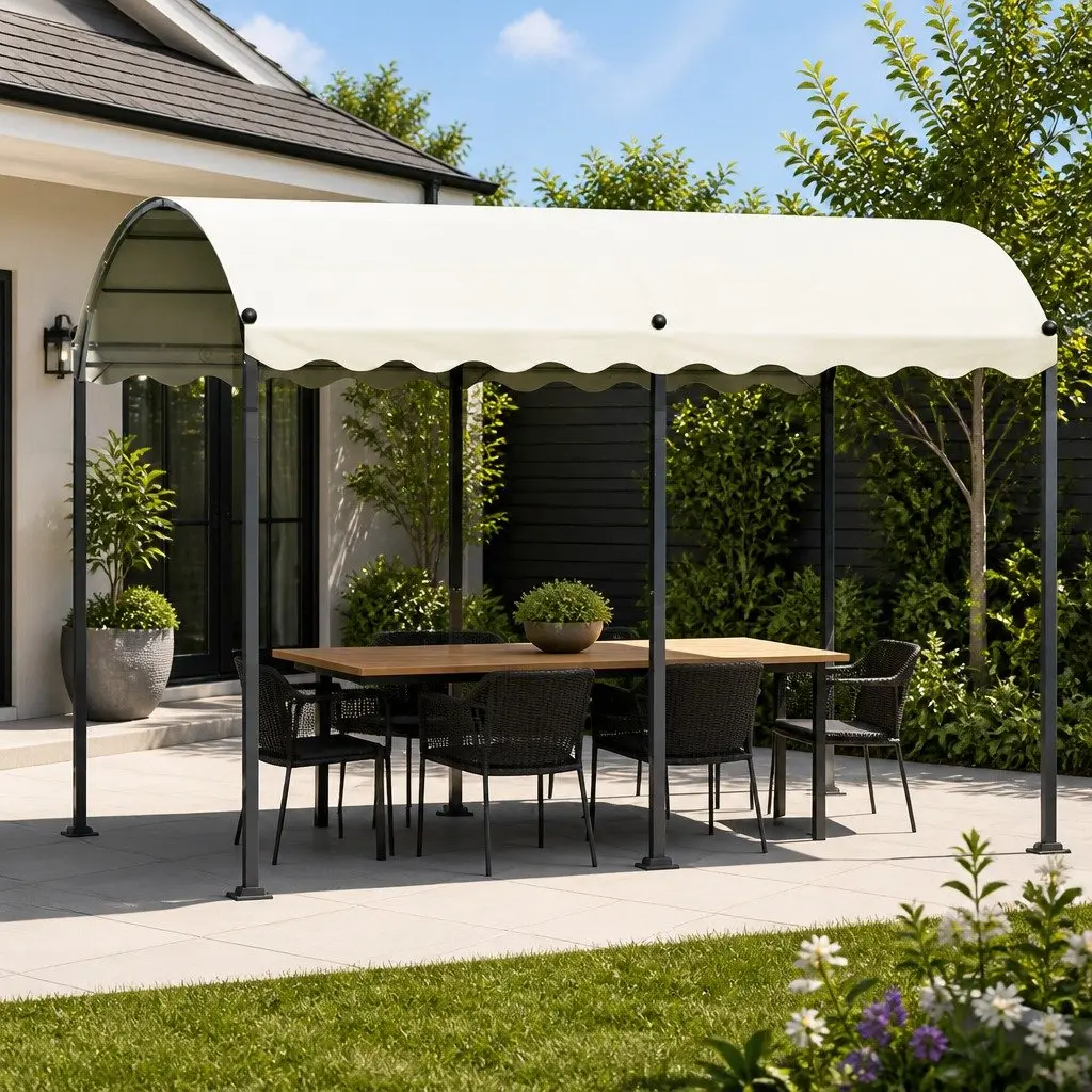 Iron Art Gazebo 4x3m Outdoor Wedding Event Tent Canopy Shade Party Camping Beige
