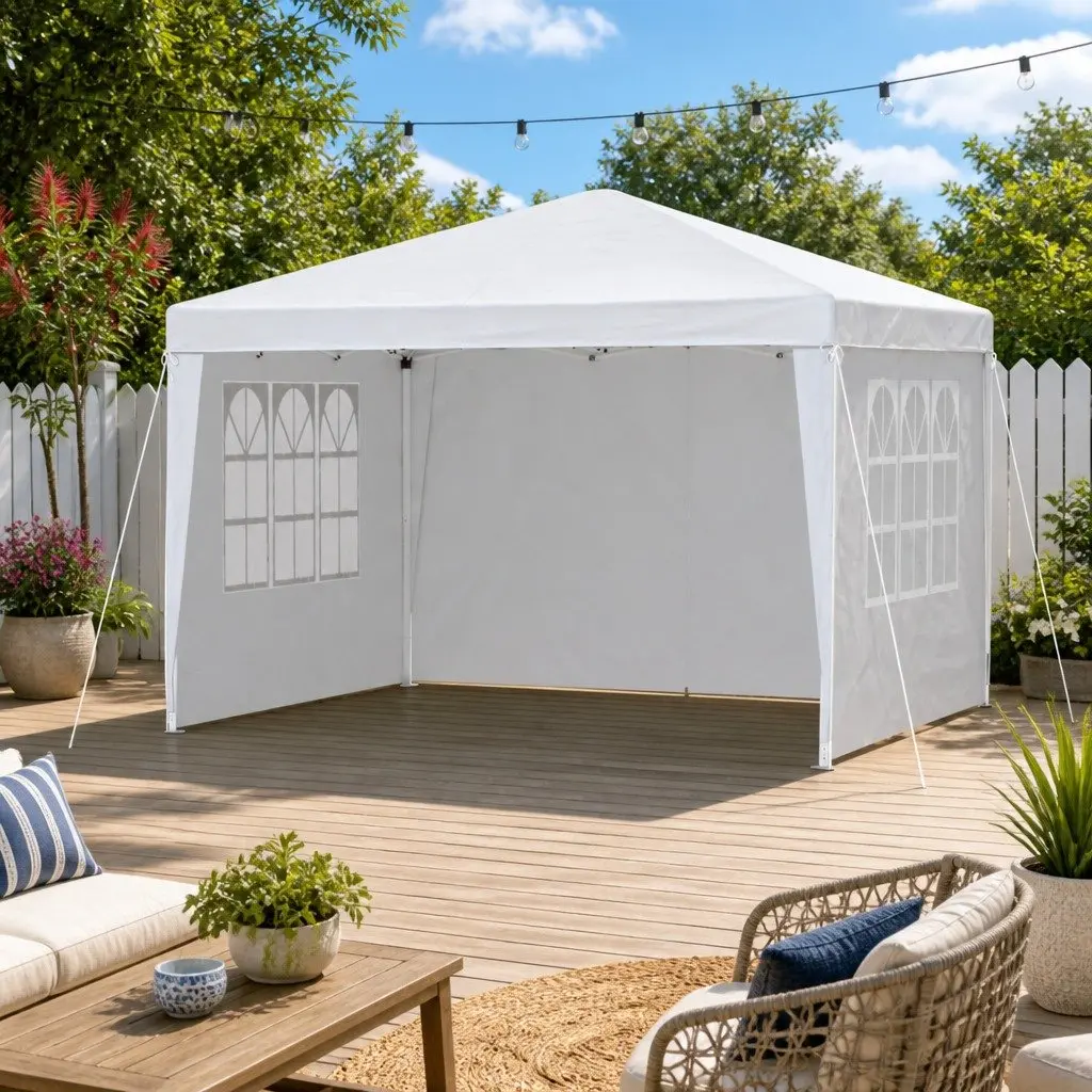 Pop Up Gazebo 3x3m Folding Marquee Tent Outdoor Canopy Wedding Camping Shade