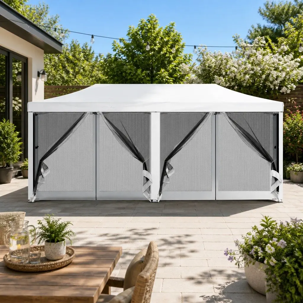 Pop Up Gazebo Marquee UV Resistant Water Resistant 3x6m Outdoor Camping Tent Canopy with Mesh Walls