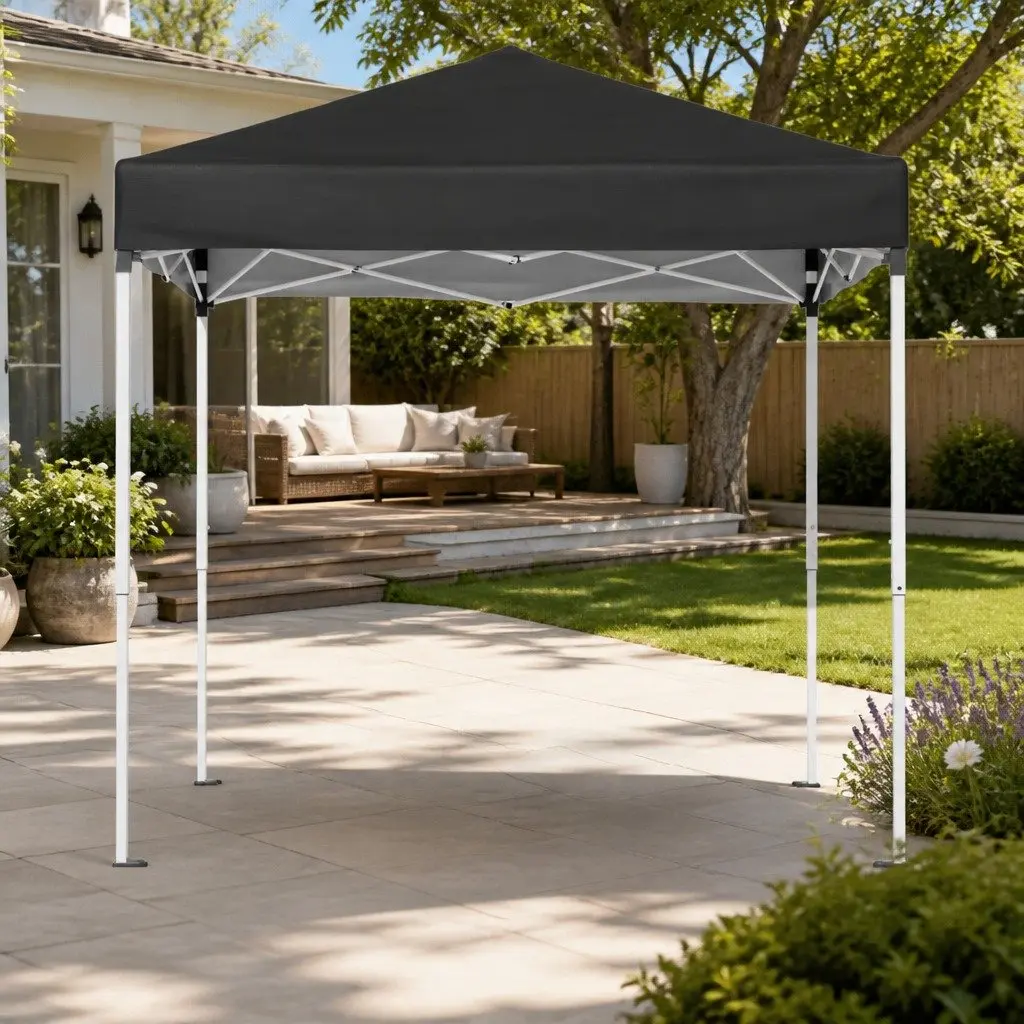 Gazebo Portable Canopy 2x2m Black Adjustable Height Outdoor Shade Structure