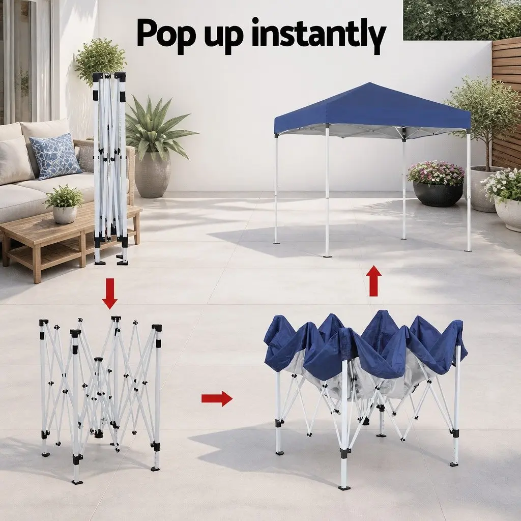 Gazebo Portable 2x2m Outdoor Patio Garden Shade Canopy Blue
