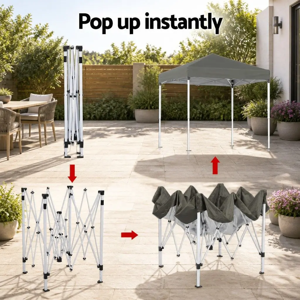 Outdoor Gazebo 2x2m Patio Garden Marquee Shade Canopy w/ Base Pods Grey