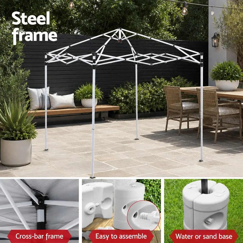 Outdoor Gazebo 2x2m Patio Garden Marquee Shade Canopy w/ Base Pods Grey