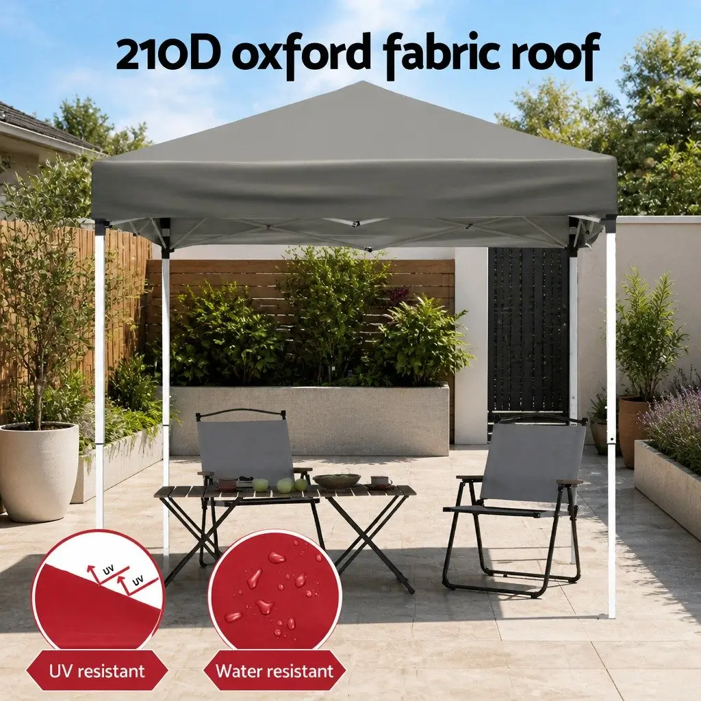 Gazebo Portable Canopy 2x2m Adjustable Height Outdoor Shade for Garden Patio