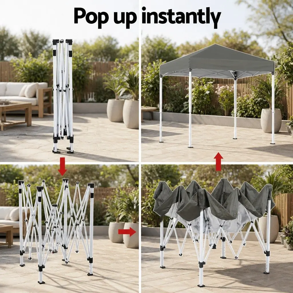 Gazebo Portable Canopy 2x2m Adjustable Height Outdoor Shade for Garden Patio