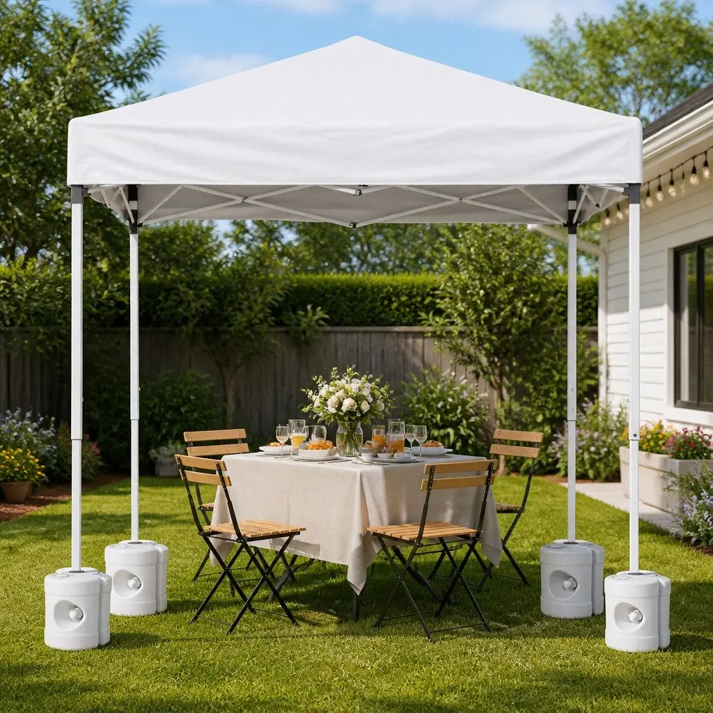 Outdoor Gazebo Portable 2x2m Adjustable Height UV Water Resistant White