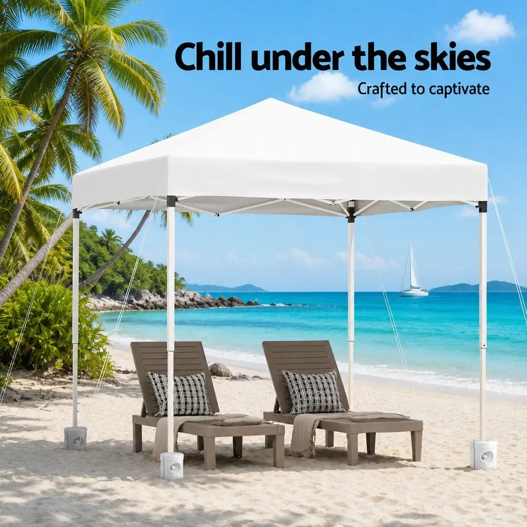 Outdoor Gazebo Portable 2x2m Adjustable Height UV Water Resistant White
