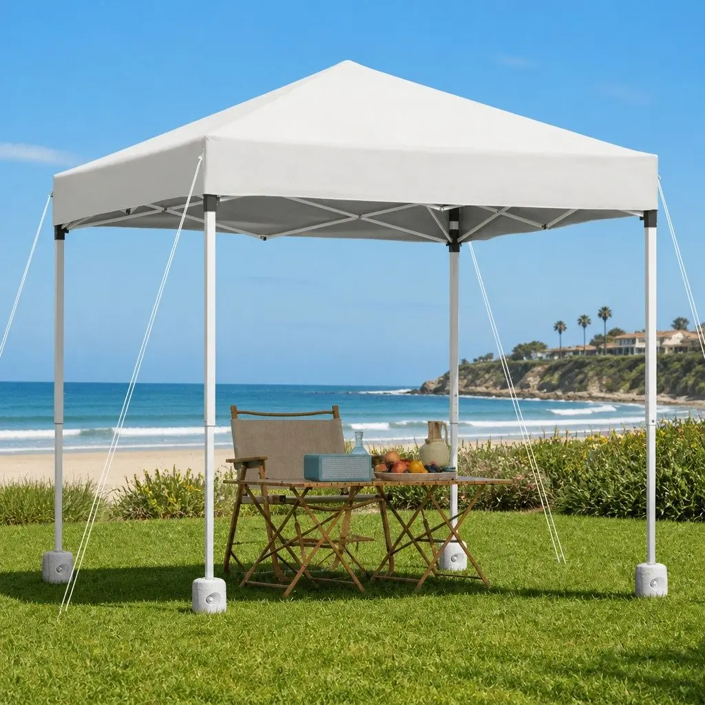 Outdoor Gazebo Portable 2x2m Adjustable Height UV Water Resistant White
