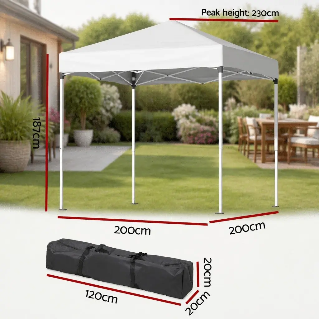 Gazebo Portable Outdoor Shelter 2x2m Adjustable Height White