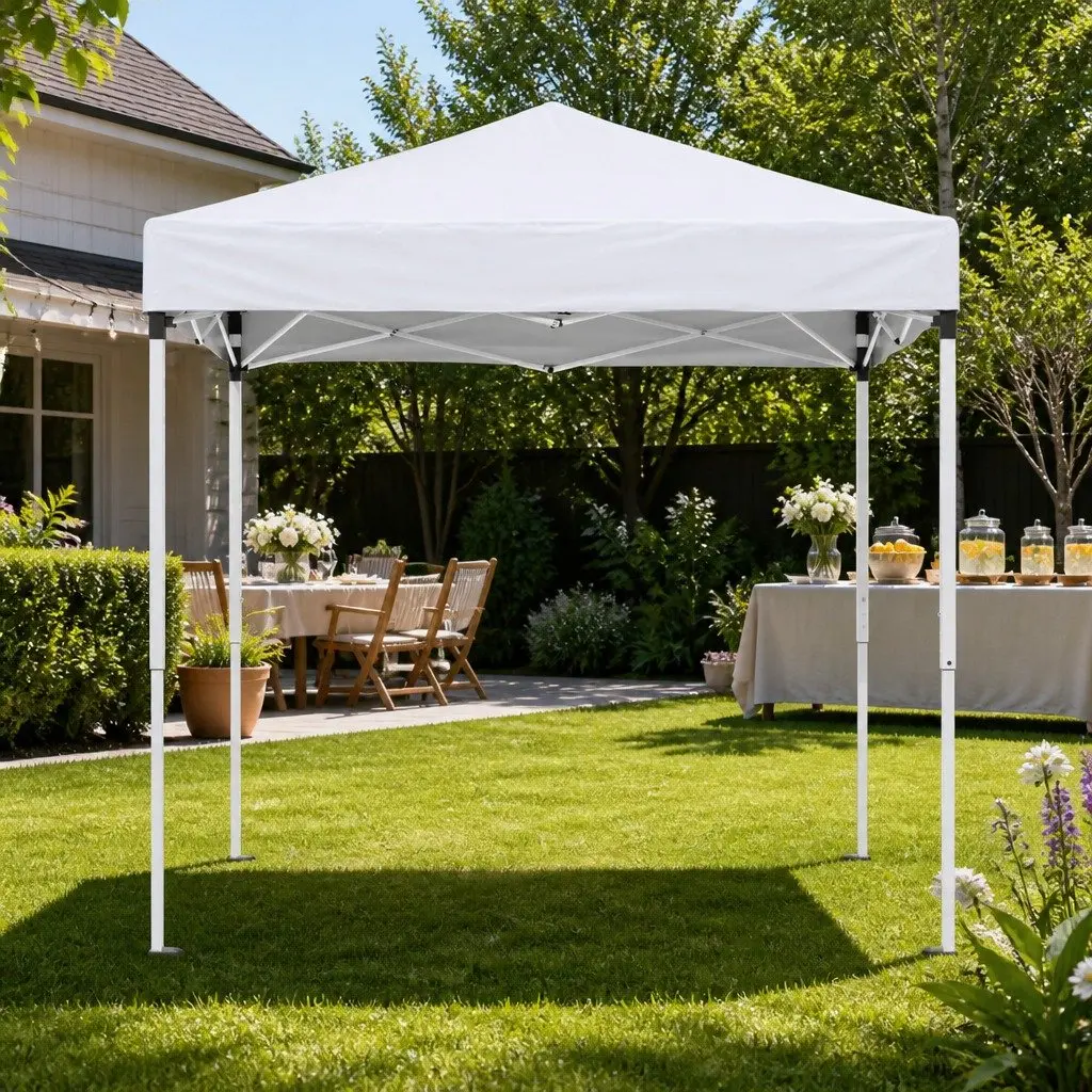 Gazebo Portable Outdoor Shelter 2x2m Adjustable Height White