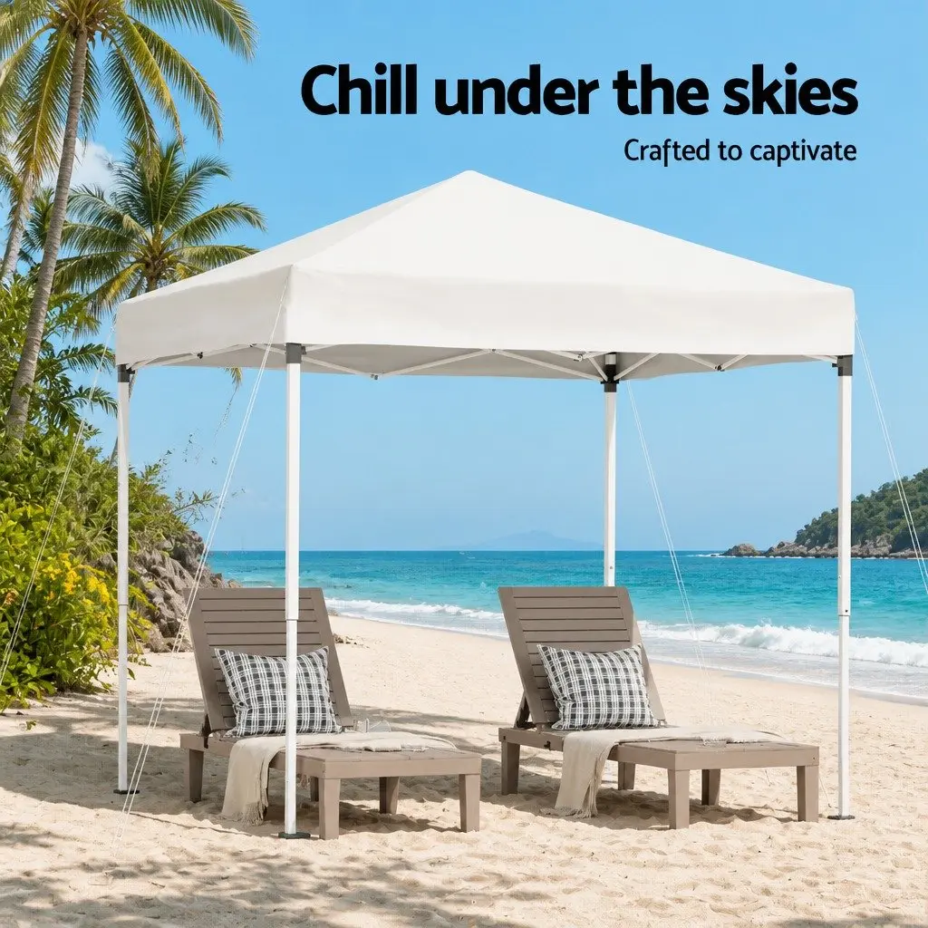 Gazebo Portable Outdoor Shelter 2x2m Adjustable Height White