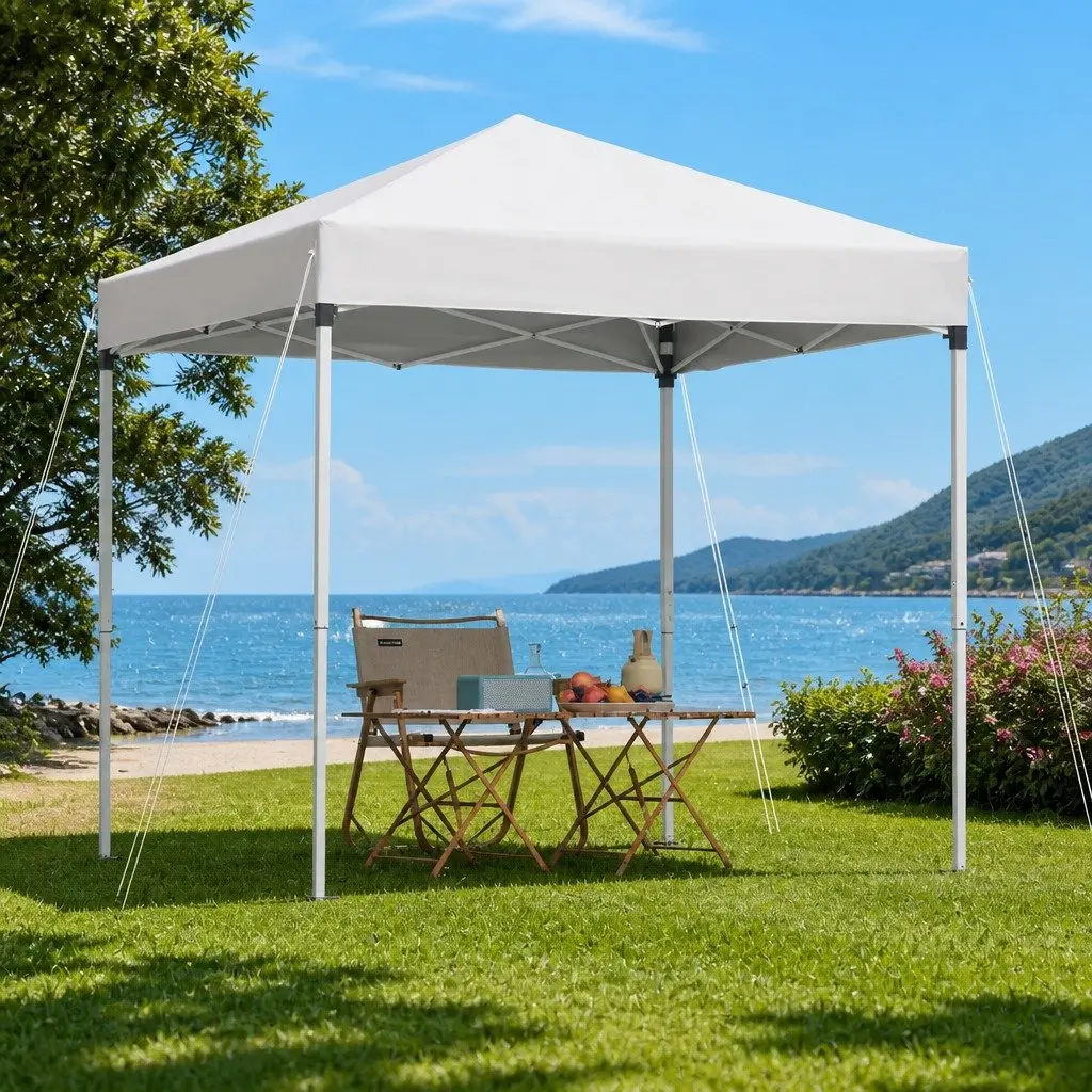 Gazebo Portable Outdoor Shelter 2x2m Adjustable Height White