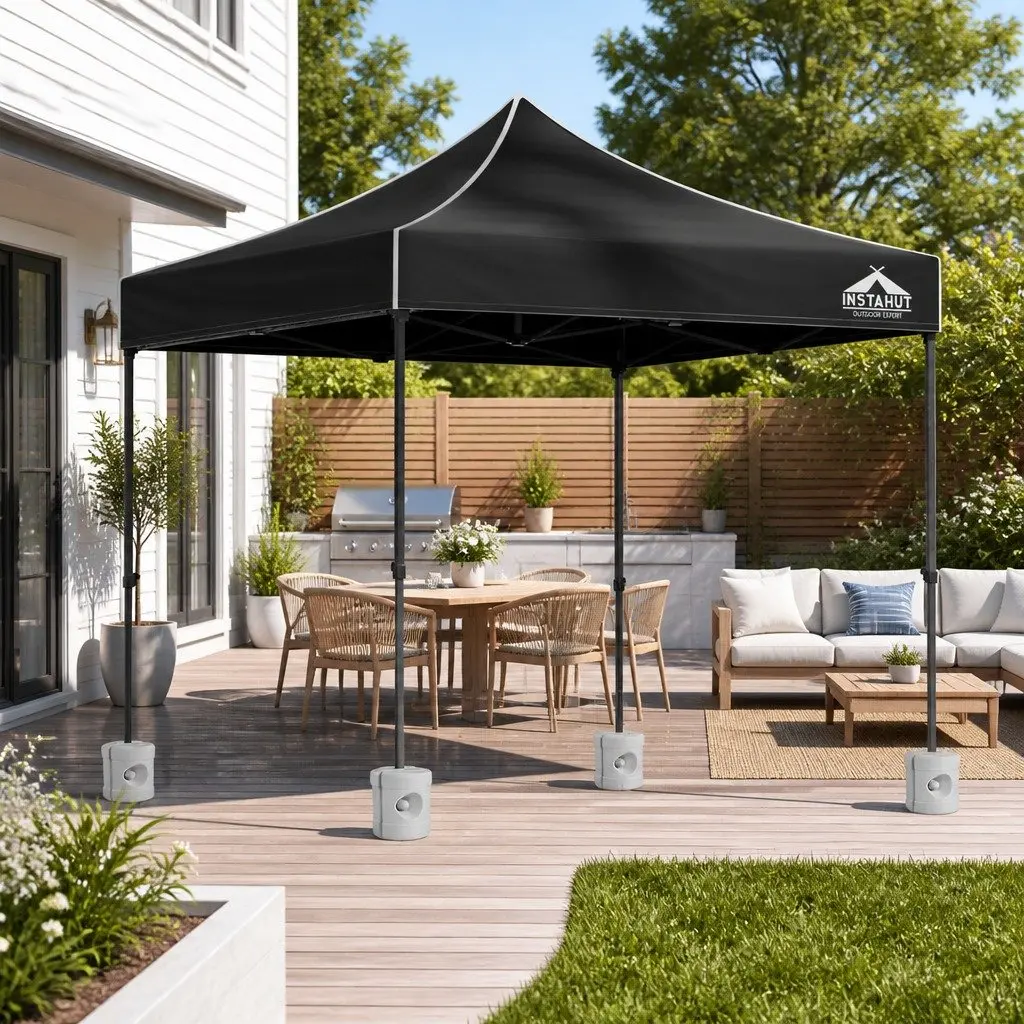 Pop Up Gazebo Folding Marquee Tent 3x3m Black Outdoor Canopy Shade