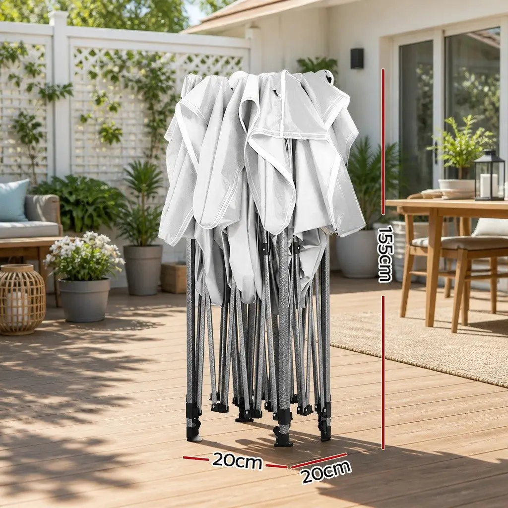 Folding Gazebo Outdoor Shade Structure 3x3m White with UV and Water Resistant Fabric
