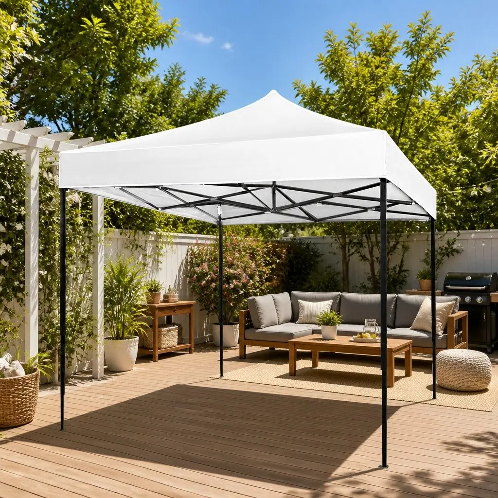 Folding Gazebo Outdoor Shade Structure 3x3m White with UV and Water Resistant Fabric