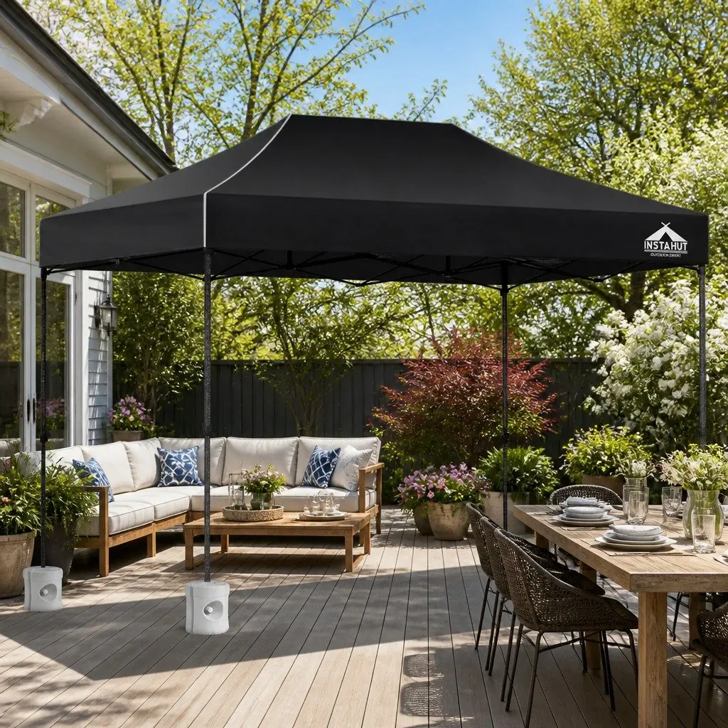 Pop Up Gazebo Folding Marquee Tent 3x4.5m Outdoor Canopy Black