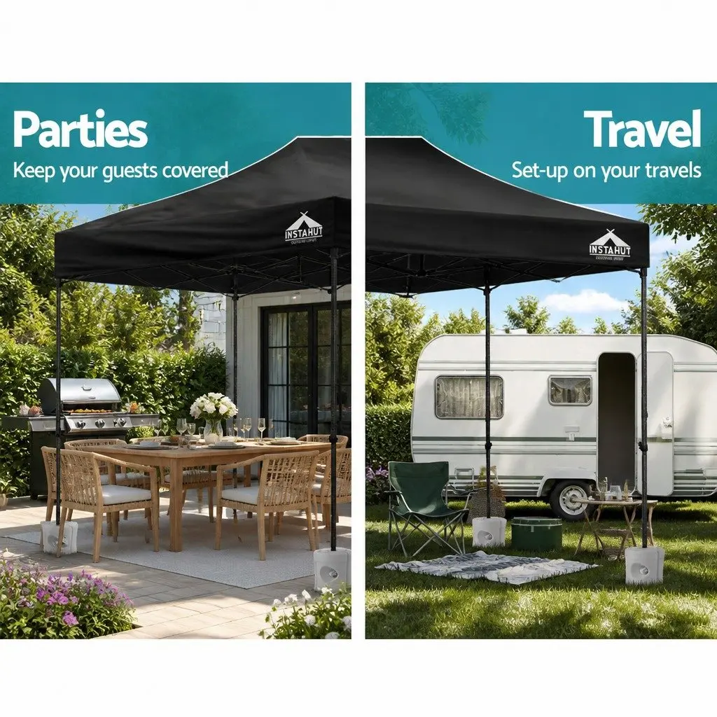 Pop Up Gazebo Folding Marquee Tent 3x4.5m Outdoor Canopy Black