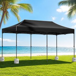 Pop Up Gazebo Marquee 3x6m Folding Outdoor Canopy Tent with 4 Base Pods Black
