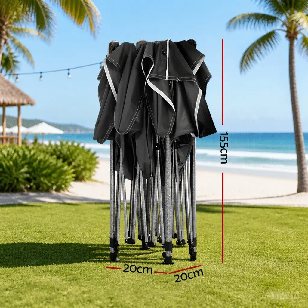 Pop Up Gazebo Marquee 3x6m Folding Outdoor Canopy Tent with 4 Base Pods Black