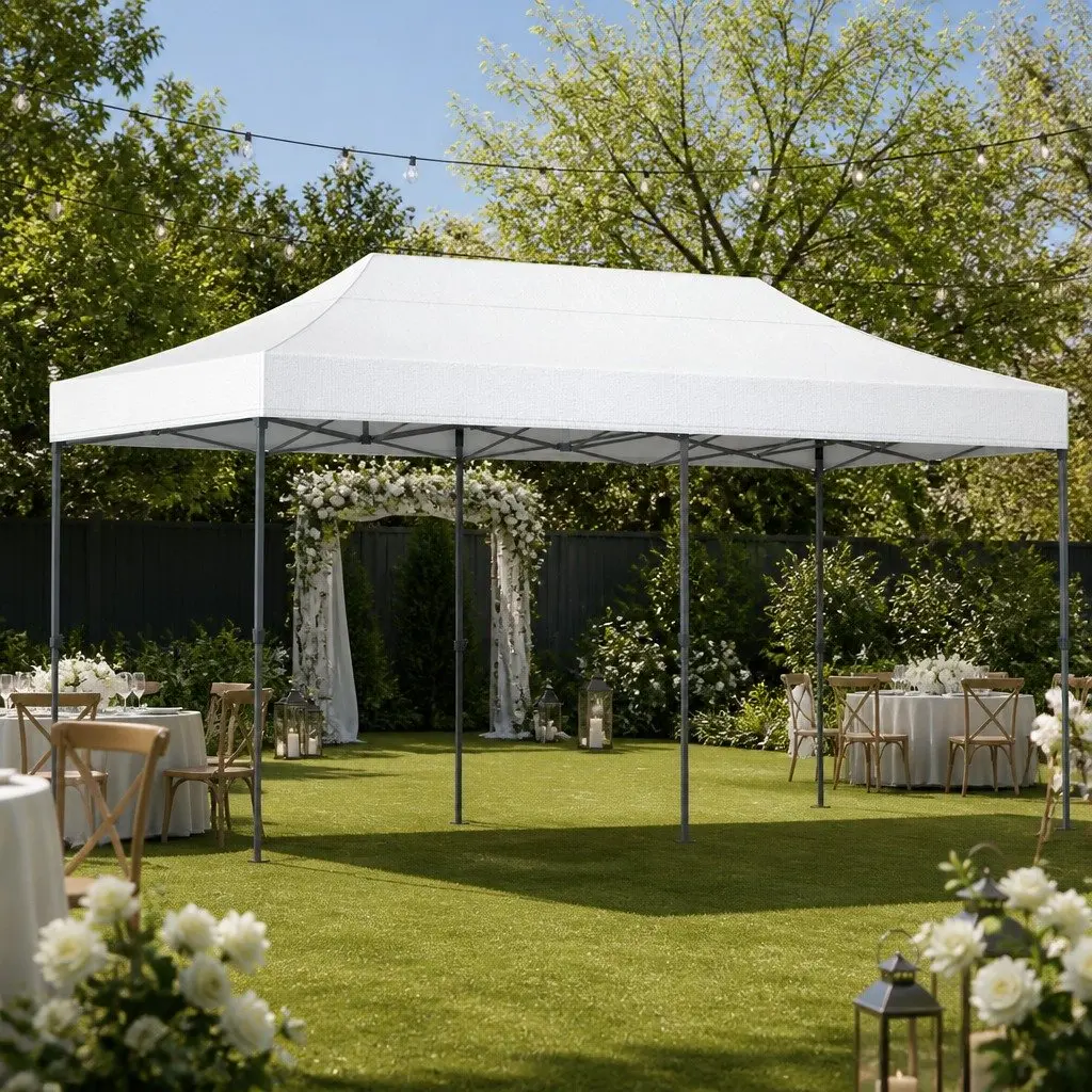 Pop Up Gazebo Tent UV Water Resistant 3x6m Adjustable Height White