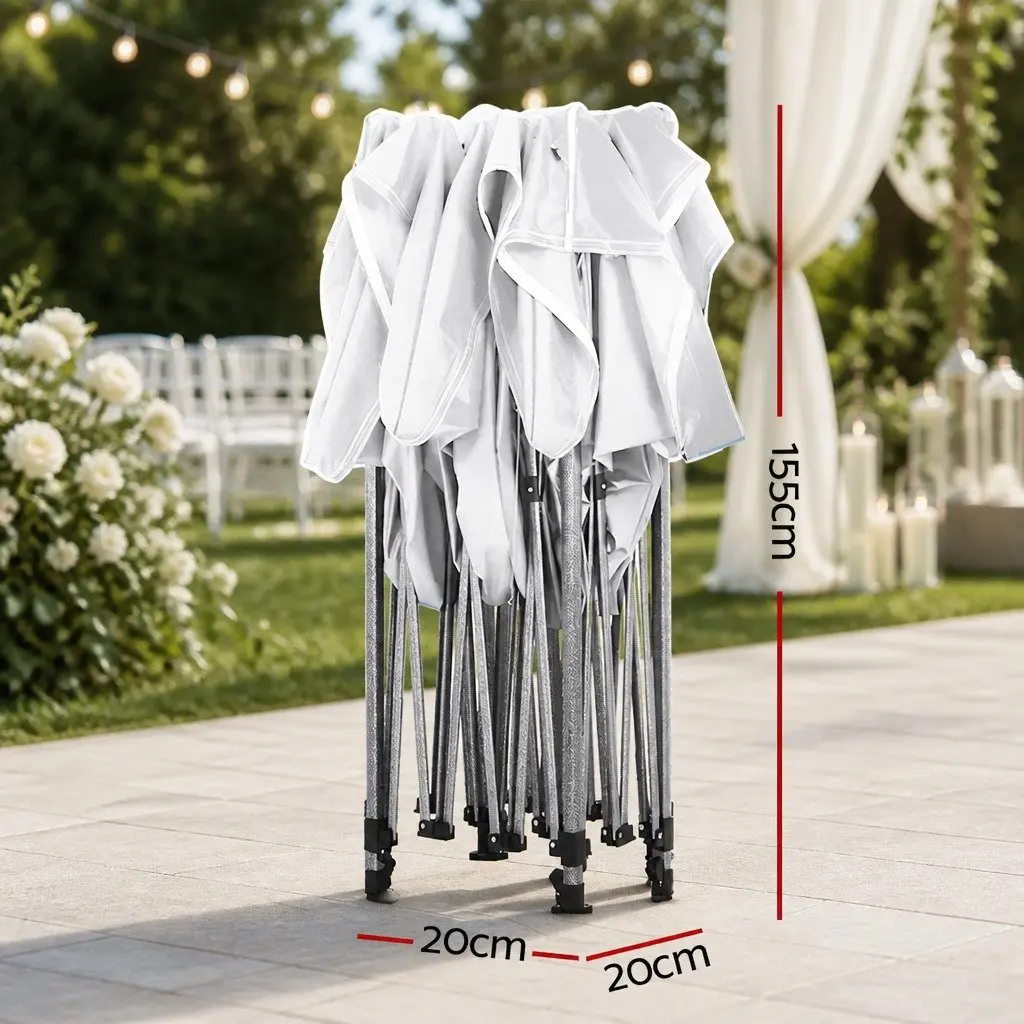 Pop Up Gazebo Tent UV Water Resistant 3x6m Adjustable Height White